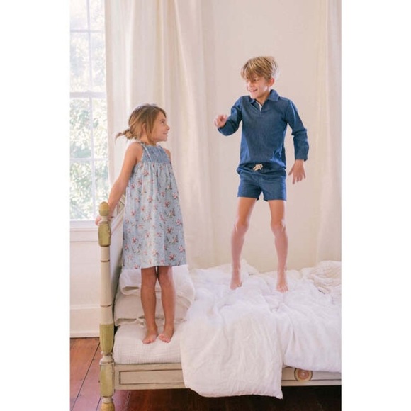 Brock Collection X Minnow Girls 7/8 Provence Blue Floral Smocked Cotton Dress - Picture 9 of 9